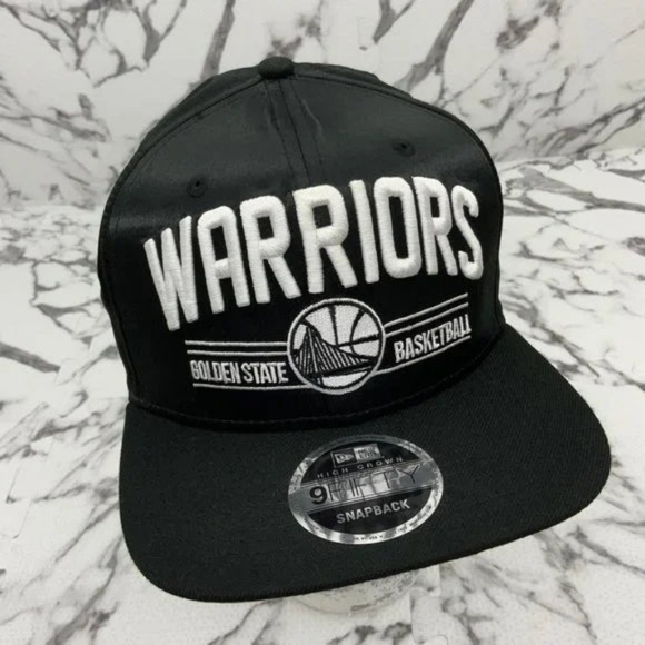 Men's New Era Cap Glossy Black Golden State Warriors 9FIFTY NBA NWT - Picture 1 of 5